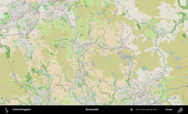 Rossendale 'de. Bir OpenStreetMap Fransız stili haritasında Birleşik Krallık 'ın idari alanı