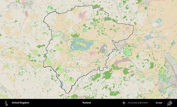 Rutland. Bir OpenStreetMap Fransız tarzı haritada Birleşik Krallık 'ın özetlenmiş idari alanı