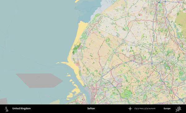 Sefton. Bir OpenStreetMap Fransız stili haritasında Birleşik Krallık 'ın idari alanı
