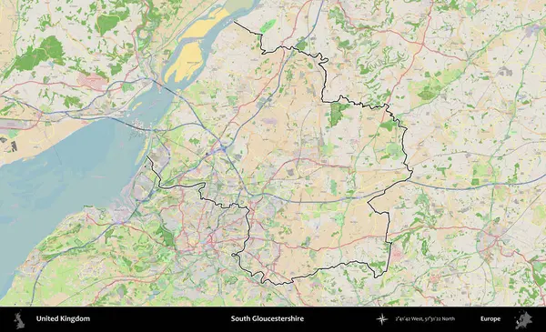 Güney Gloucestershire. Bir OpenStreetMap Fransız tarzı haritada Birleşik Krallık 'ın özetlenmiş idari alanı
