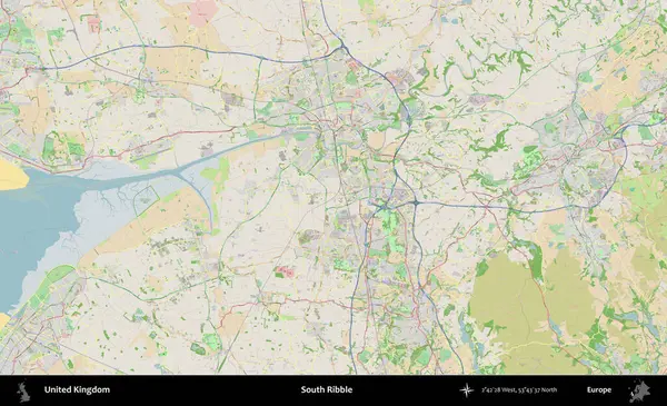 Güney Ribble. Bir OpenStreetMap Fransız stili haritasında Birleşik Krallık 'ın idari alanı