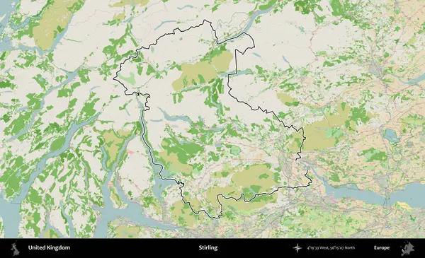 Stirling. Bir OpenStreetMap Fransız tarzı haritada Birleşik Krallık 'ın özetlenmiş idari alanı