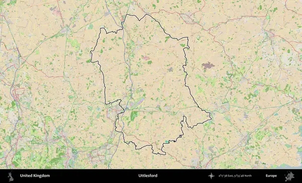 Uttlesford 'da. Bir OpenStreetMap Fransız tarzı haritada Birleşik Krallık 'ın özetlenmiş idari alanı