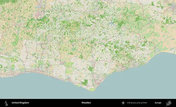 Varlıklı. Bir OpenStreetMap Fransız stili haritasında Birleşik Krallık 'ın idari alanı