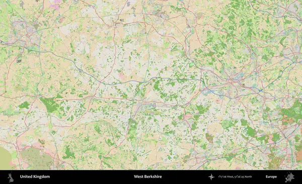 Batı Berkshire. Bir OpenStreetMap Fransız stili haritasında Birleşik Krallık 'ın idari alanı
