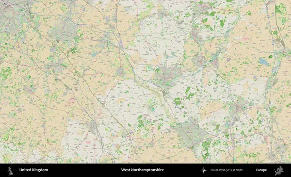 Batı Northamptonshire. Bir OpenStreetMap Fransız stili haritasında Birleşik Krallık 'ın idari alanı