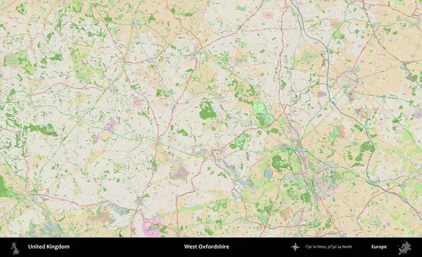Batı Oxfordshire. Bir OpenStreetMap Fransız stili haritasında Birleşik Krallık 'ın idari alanı