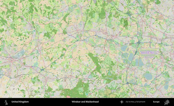 Windsor ve Maidenhead. Bir OpenStreetMap Fransız stili haritasında Birleşik Krallık 'ın idari alanı