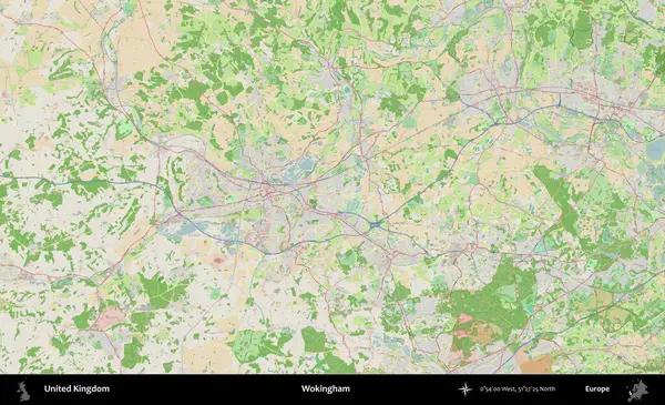 Wokingham. Bir OpenStreetMap Fransız stili haritasında Birleşik Krallık 'ın idari alanı