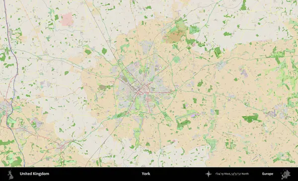 - York. Bir OpenStreetMap Fransız stili haritasında Birleşik Krallık 'ın idari alanı