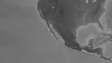 Kaliforniya Körfezi. Patterson silindirik projeksiyonundaki gri ölçekli yükseklik haritasında konum diyagramı