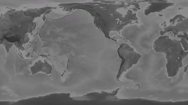 Doğu Pasifik Okyanusu. Patterson silindirik projeksiyonundaki gri ölçekli yükseklik haritasında konum diyagramı