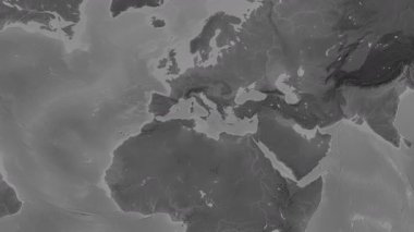 Akdeniz 'de. Patterson silindirik projeksiyonundaki gri ölçekli yükseklik haritasında konum diyagramı