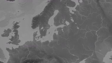 Riga Körfezi. Patterson silindirik projeksiyonundaki gri ölçekli yükseklik haritasında konum diyagramı