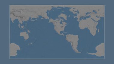 Kaliforniya Körfezi. Patterson silindirik projeksiyonunda mavi ve gri renkli yükseklik haritasına yakın plan