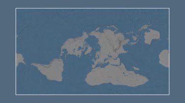 Grönland Denizi. Patterson silindirik projeksiyonunda mavi ve gri renkli yükseklik haritasına yakın plan