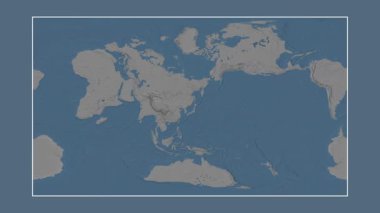 Japon Denizi. Patterson silindirik projeksiyonunda mavi ve gri renkli yükseklik haritasına yakın plan