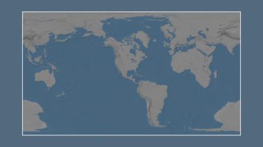 Meksika Körfezi. Patterson silindirik projeksiyonunda mavi ve gri renkli yükseklik haritasına yakın plan