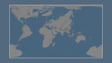 Basra Körfezi. Patterson silindirik projeksiyonunda mavi ve gri renkli yükseklik haritasına yakın plan