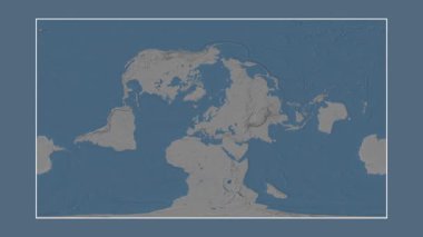 Riga Körfezi. Patterson silindirik projeksiyonunda mavi ve gri renkli yükseklik haritasına yakın plan