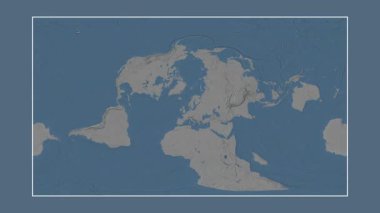 Skagerrak. Patterson silindirik projeksiyonunda mavi ve gri renkli yükseklik haritasına yakın plan