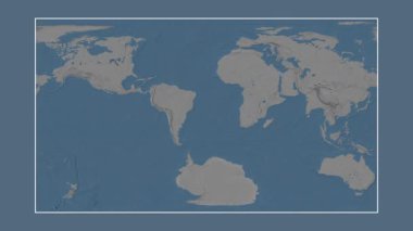 Güney Atlantik Okyanusu. Patterson silindirik projeksiyonunda mavi ve gri renkli yükseklik haritasına yakın plan