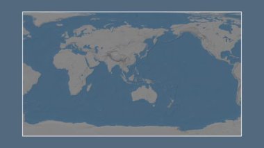 Güney Çin ve Paskalya Takımadaları. Patterson silindirik projeksiyonunda mavi ve gri renkli yükseklik haritasına yakın plan