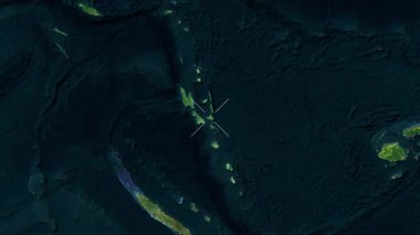 Ambrym, New Hebrides - Vanuatu yakın çekim - uydu. Parıltı. Etiketler.