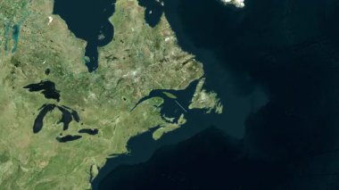 Anticosti Adası - Kanada yakın çekim - uydu. Parıltı. Etiketler.