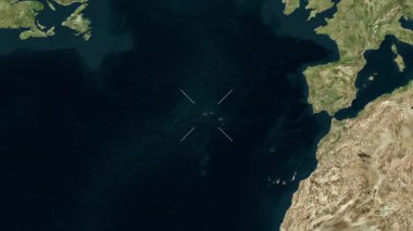 Acores, Portekiz yakın çekim uydusu. Önizleme. Parıltı. Etiketler.