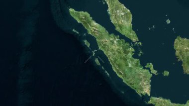 Batu Adaları - Endonezya yakın çekim - uydu. Parıltı. Etiketler.