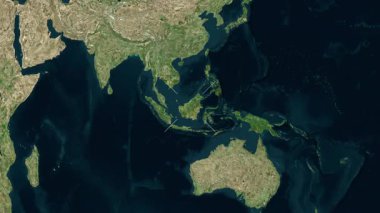 Borneo Adası - Endonezya yakın çekim - uydu. Parıltı. Etiketler.