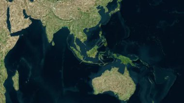 Borneo Adası - Endonezya yakın çekim - uydu. Önizleme. Parıltı. Etiketler.