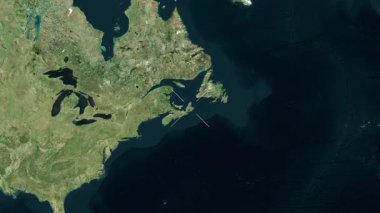 Cape Breton, Kanada yakın çekim uydusu. Parıltı. Etiketler.