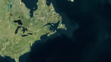 Cape Breton, Kanada yakın çekim uydusu. Önizleme. Parıltı. Etiketler.