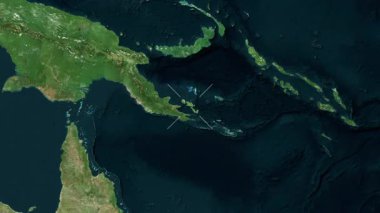 D 'Entrecasteaux Adaları - Papua Yeni Gine yakın çekim uydusu. Önizleme. Parıltı.