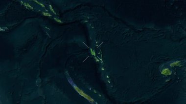 Espiritu Santo, New Hebrides - Vanuatu yakın çekim - uydu. Parıltı. Etiketler.