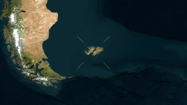 Falkland Adaları 'na yakın uydu görüntüleri. Önizleme. Parıltı. Etiketler.