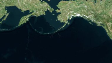 Fox Adaları, Birleşik Devletler yakın çekim uydusu. Parıltı. Etiketler.