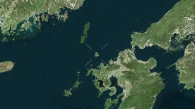 Iki Adası - Japonya yakın çekim - uydu. Parıltı. Etiketler.