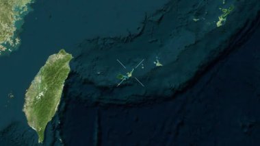 Ishigaki Adası - Japonya yakın çekim - uydu. Parıltı. Etiketler.