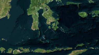 Kabaena Adası - Endonezya yakın çekim - uydu. Önizleme. Parıltı. Etiketler.