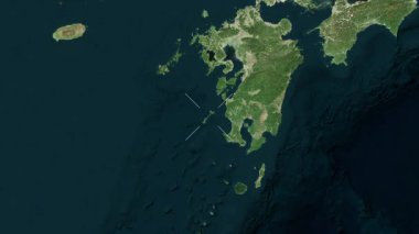 Koshikijima Adaları - Japonya yakın çekim - uydu. Önizleme. Parıltı. Etiketler.