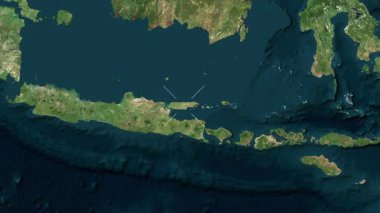 Madura Adası - Endonezya yakın çekim - uydu. Önizleme. Parıltı. Etiketler.