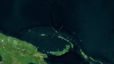 Saint Matthias Adaları - Papua Yeni Gine yakın çekim uydusu. Parıltı. Etiketler.