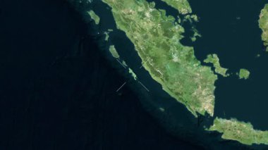 Pagai Adaları - Endonezya yakın çekim - uydu. Parıltı. Etiketler.