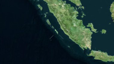 Pagai Adaları - Endonezya yakın çekim - uydu. Önizleme. Parıltı. Etiketler.