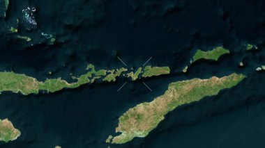 Pantar Adası - Endonezya yakın çekim - uydu. Önizleme. Parıltı. Etiketler.