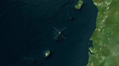 Principe-Sao Tome ve Principe yakın çekim uydusu. Parıltı. Etiketler.