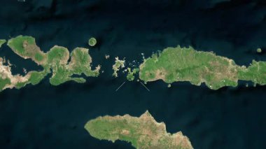 Rinca Adası - Endonezya yakın çekim - uydu. Önizleme. Parıltı. Etiketler.